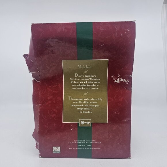 Vintage Brass Key Three Kings Melchior Glass Christmas Tree Ornament 2001 LARGE - Picture 6 of 11